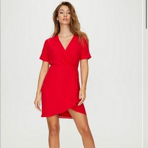 Babaton red wrap dress Wallace